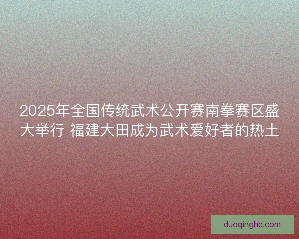 2025年全国传统武术公开赛南拳赛区盛大举行 福建大田成为武术爱好者的热土 2025年全国传统武术公开赛南拳赛区盛大举行 福建大田成为武术爱好者的热土