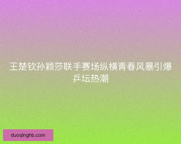 王楚钦孙颖莎联手赛场纵横青春风暴引爆乒坛热潮