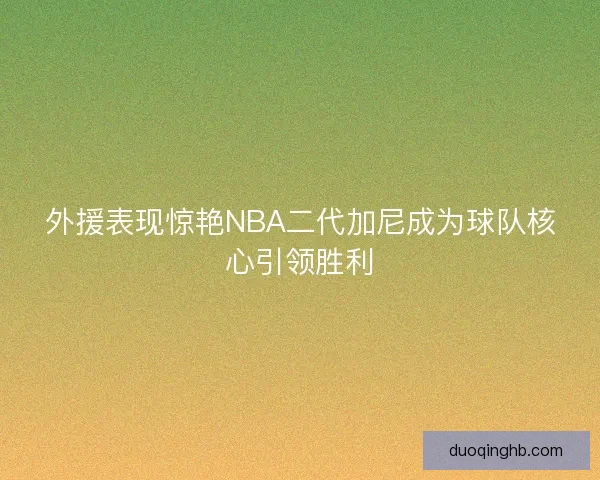 外援表现惊艳NBA二代加尼成为球队核心引领胜利