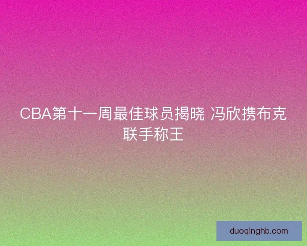 CBA第十一周最佳球员揭晓 冯欣携布克联手称王 CBA第十一周最佳球员揭晓 冯欣携布克联手称王